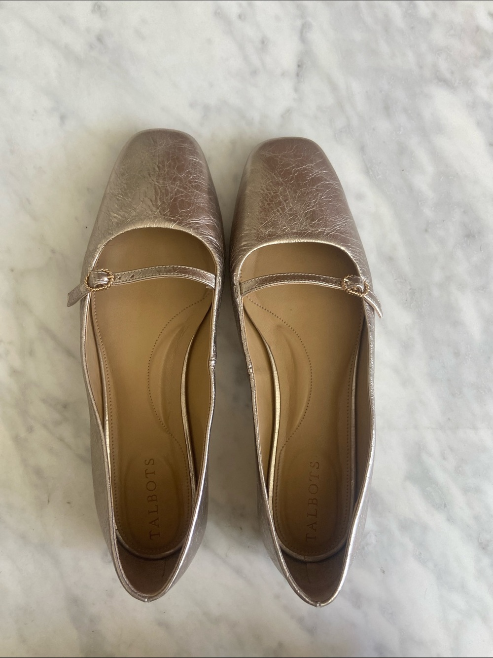Talbots Metallic Rose Mary Jane Flats